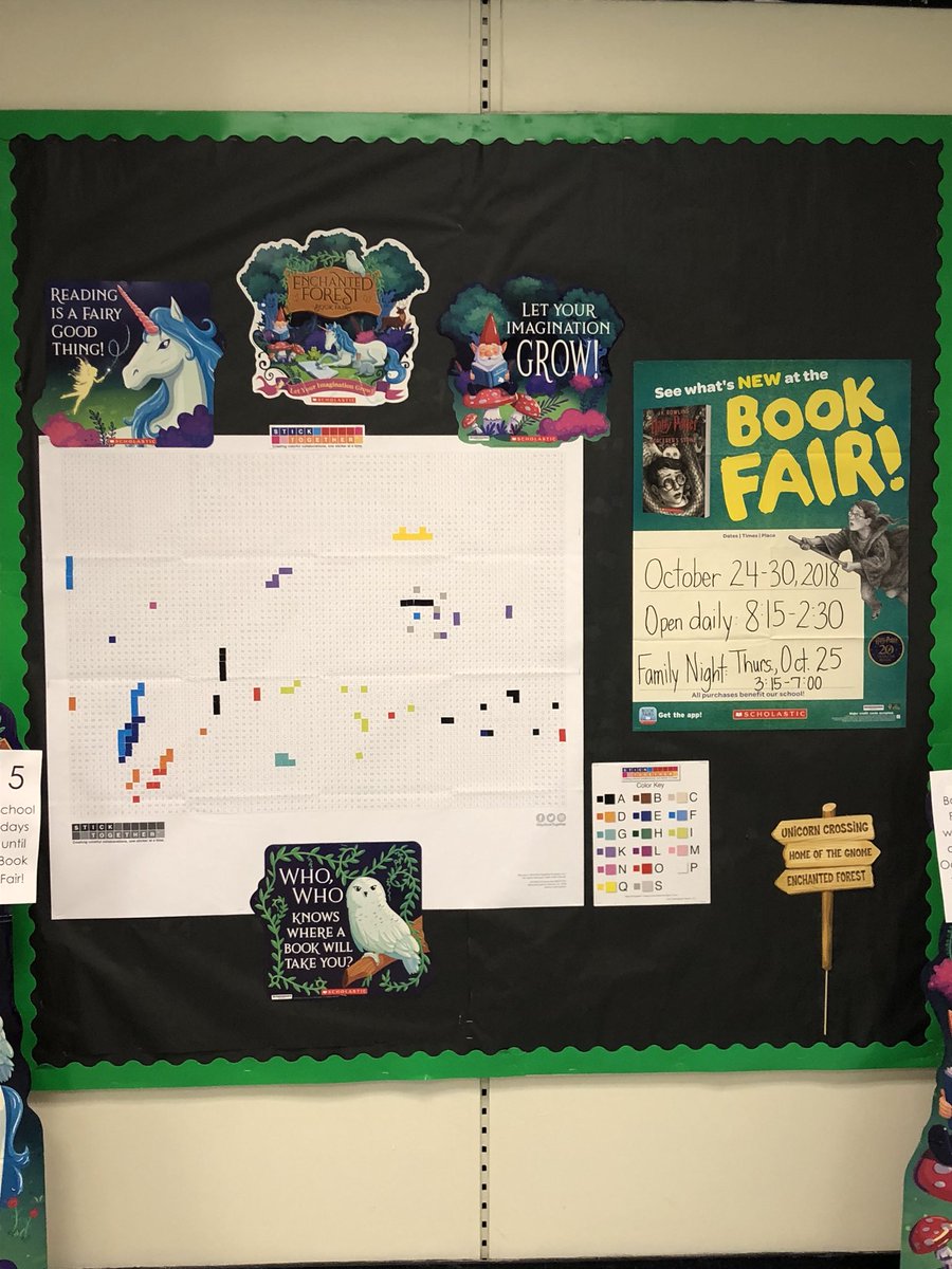 SCES_Resource's tweet photo. The Enchanting Fun has begun for our @SCESStars as we gear up for our Fall @Scholastic book fair by Sticking Together! @byStickTogether, we can’t wait to see what it will be! #onestickeratatime #teamwork @ccpsinfo https://t.co/ZysnKxaz25