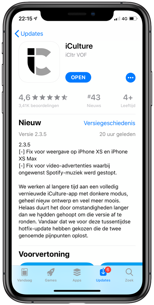iCulture's tweet photo. Een nieuwe tussentijdse update van onze #iCultureapp staat voor je klaar in de App Store! Speciaal voor alle nieuwe #iPhoneXS bezitters https://t.co/8r6izLq8MP https://t.co/RpmTWjkYRK