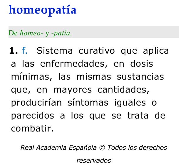 Definición de la Homeopatía en la RAE. Un Sistema Curativo