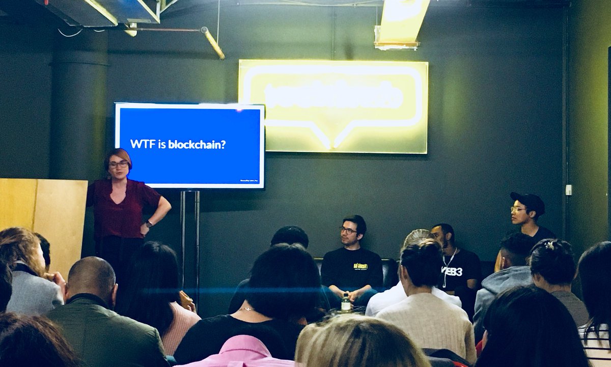 annaflacher's tweet photo. Understanding Blockchain with @ConsenSys. A great line up, crowd and speakers on #ethereum #blockchain for #socialimpact and #diversity today in #London. @Sim_Pop @abeltedros_ @daniellebouett #womenintech #VivaLaRevolution https://t.co/QQxP41uiuH
