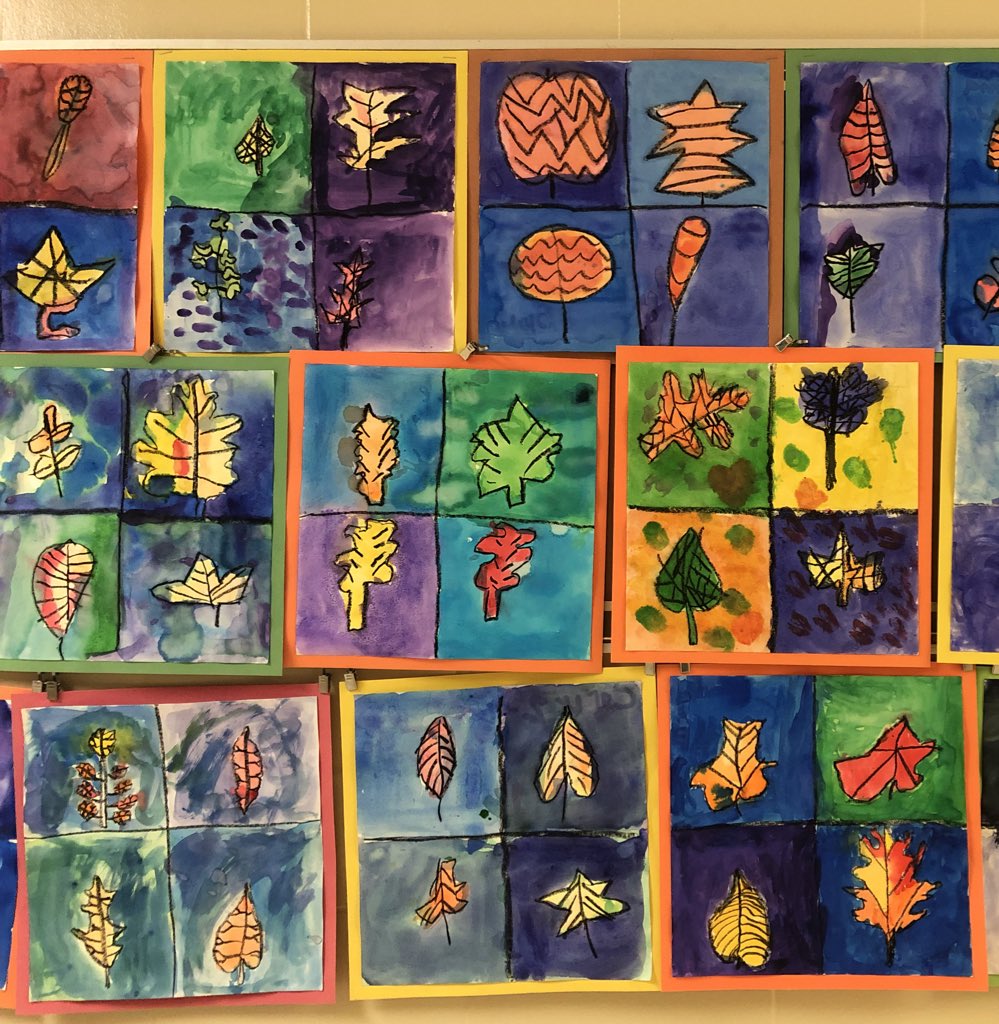 smsdlovesart's tweet photo. Second grade artists create beautiful warm and cool color leaf paintings! Great timing with the weather finally getting colder! #Bubblersbrightspot #ElementaryArt #ColorTheory https://t.co/uCuEza4a1s