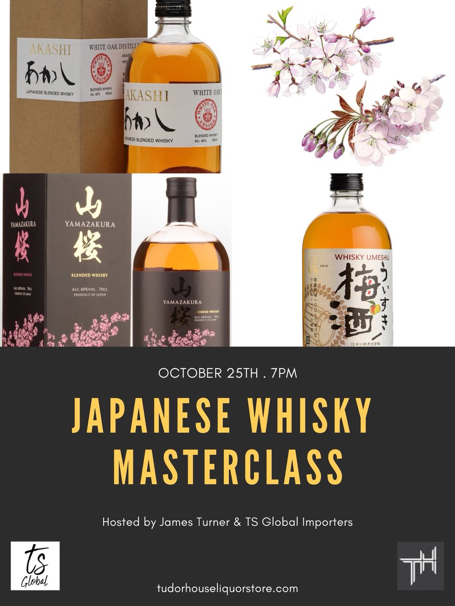 StoreTudor's tweet photo. Our first Japanese Whisky Masterclass 🥃 is coming soon. We still have a few tickets left so grab them while you can: https://t.co/TuBPkSKq4B #japanesewhisky #japanesemasterclass #japan #whiskytasting #yyj #yyjevents #tudorhouseliquorstore #esquimalt #victoriabccanada #tsglobal https://t.co/zFT4OGxuw6