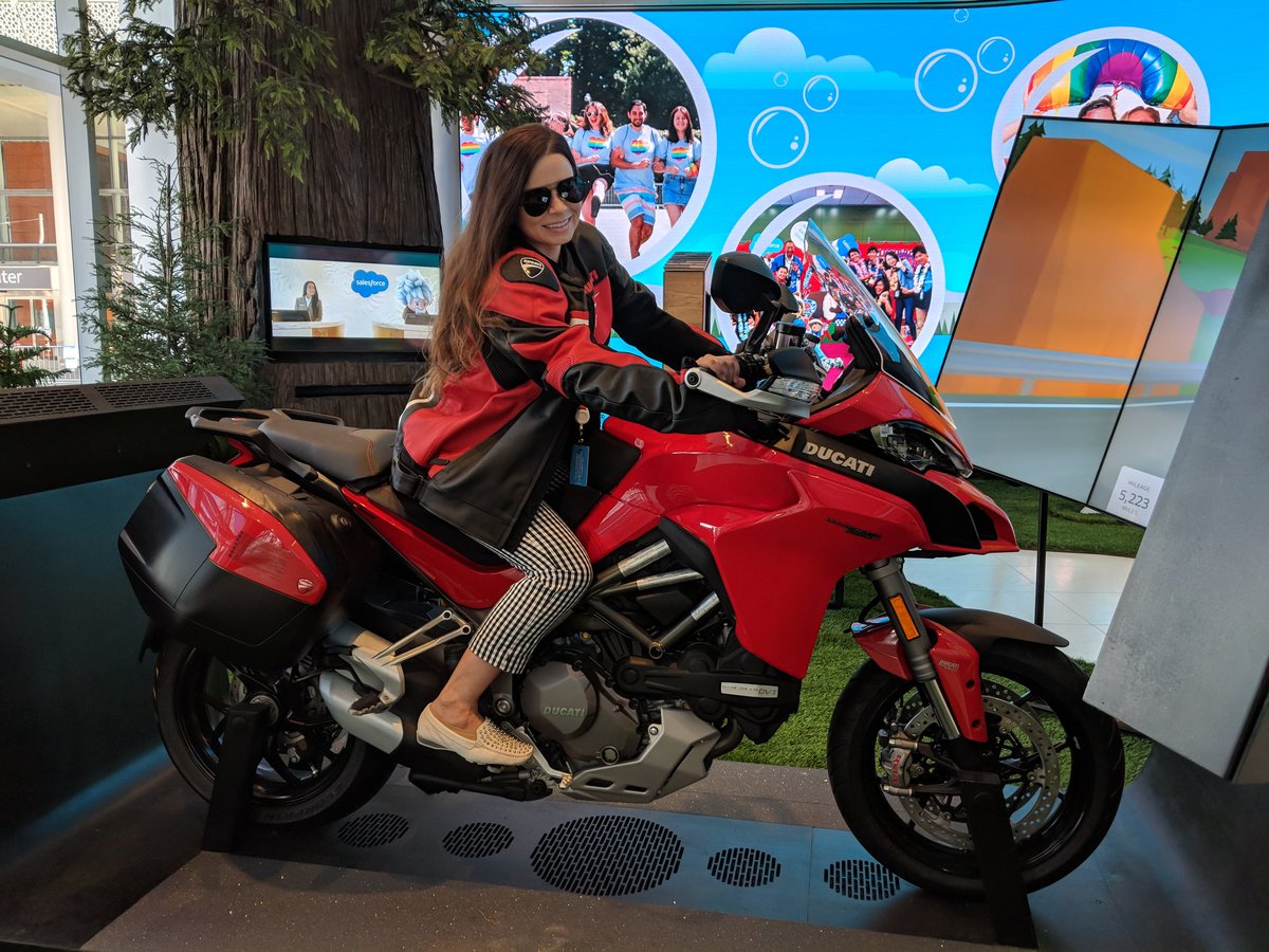 Nichole_VC's tweet photo. #Salesforce is so fun. Waiting for my meeting to start while on a #Ducati #experiencesalesforce #sweepstakes https://t.co/F5yo5K8R0I