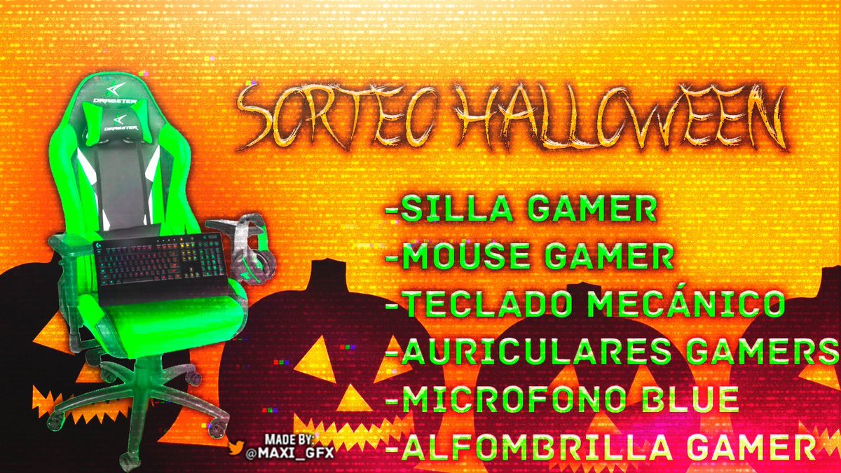 KazuleAlts's tweet photo. Para El Especial Halloween Sortearemos Un Kit Gamer Completo 🎃

(Envio Internacional) ✈️

¿Quieres Participar?

Debes Seguirnos, Activar La Campanita 🔔 &amp; Dar RT A Este Tweet 🔄

End: 31/10/2018 ⚡️ https://t.co/Fp3JV26Tim