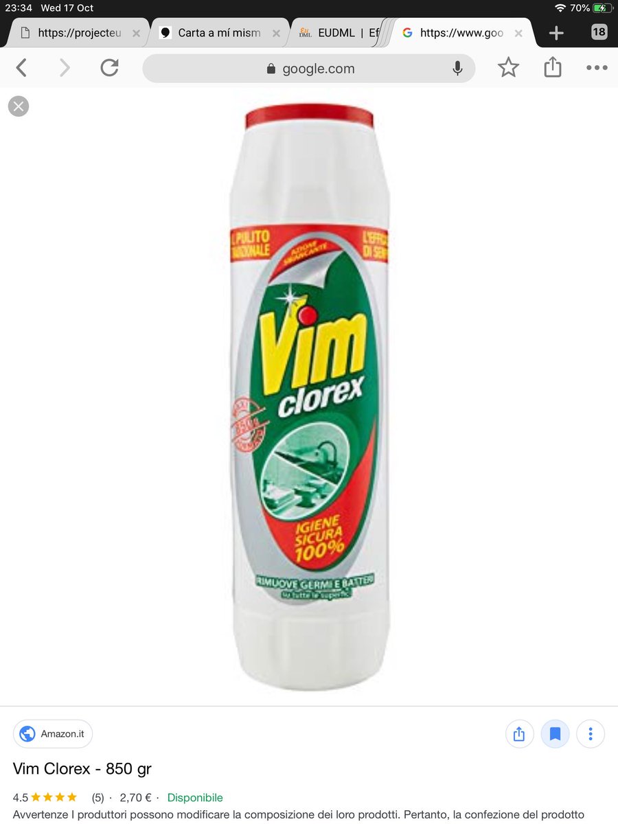 A container of cleaning product, the name Vim in big yellow letters.
