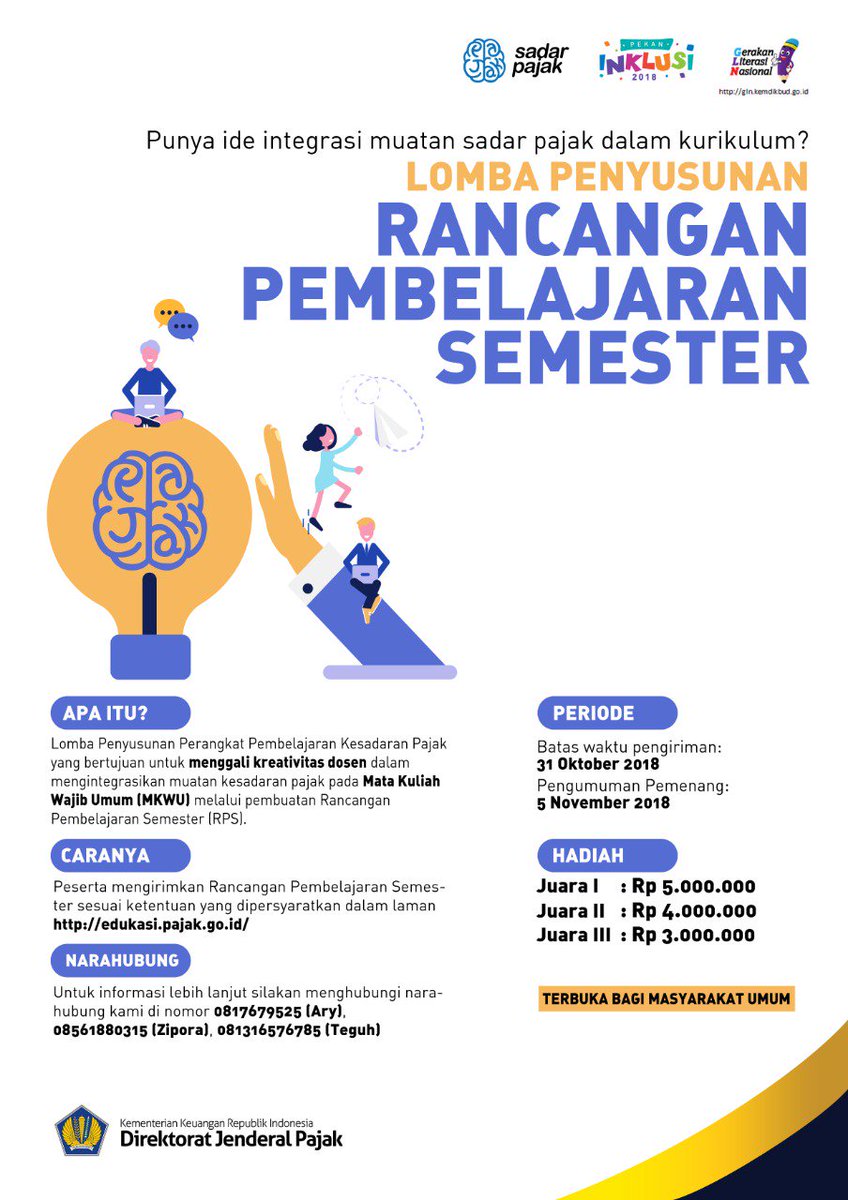 pajakjepara's tweet photo. #Sahabat516 mempunyai gagasan integrasi muatan #SadarPajak dalam kurikulum?
Yuk, ikuti lomba penyusunan RPS yang diselenggarakan @DitjenPajakRI dalam rangka Pekan Inklusi 2018
Selengkapnya klik https://t.co/sdY4TxZrZ5
#SadarPajak
#LiterasiFinancial
#PajakKitaUntukKita https://t.co/tjB2qEHUIv