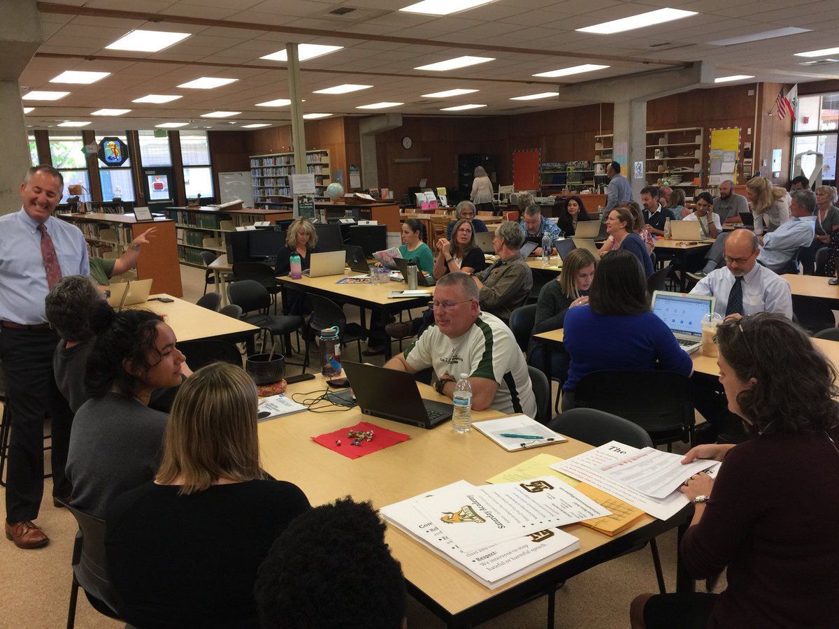 San Marin staff meeting to discuss how to better support their freshmen. They have also developed some common commitments and agreements as a staff!