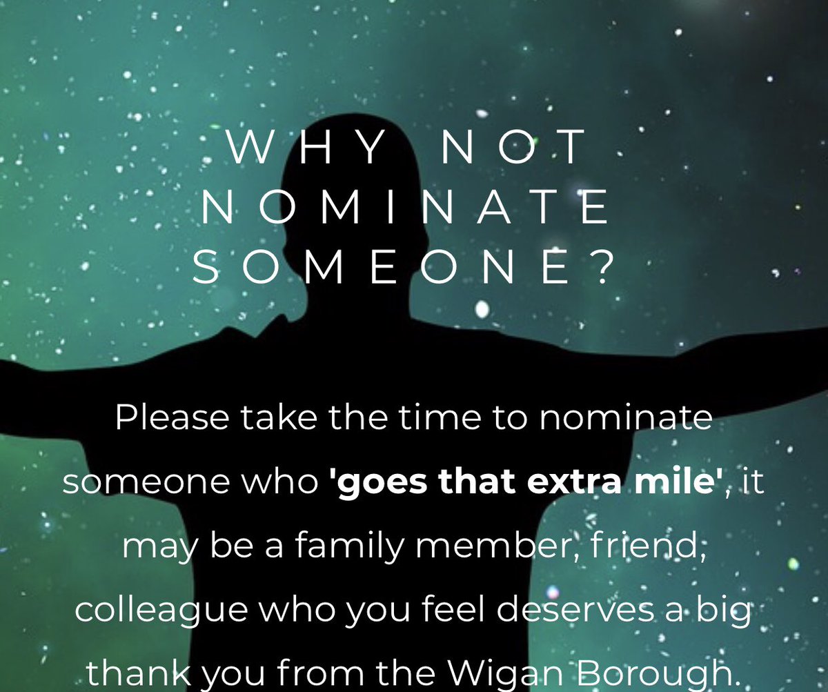 OurStars2019's tweet photo. Why not nominate someone who goes that extra mile? @WiganCouncil let’s spread the word to our third sector groups and celebrate our fantastic volunteers all around the borough!💕 #thedeal https://t.co/ggPP7R2xmC