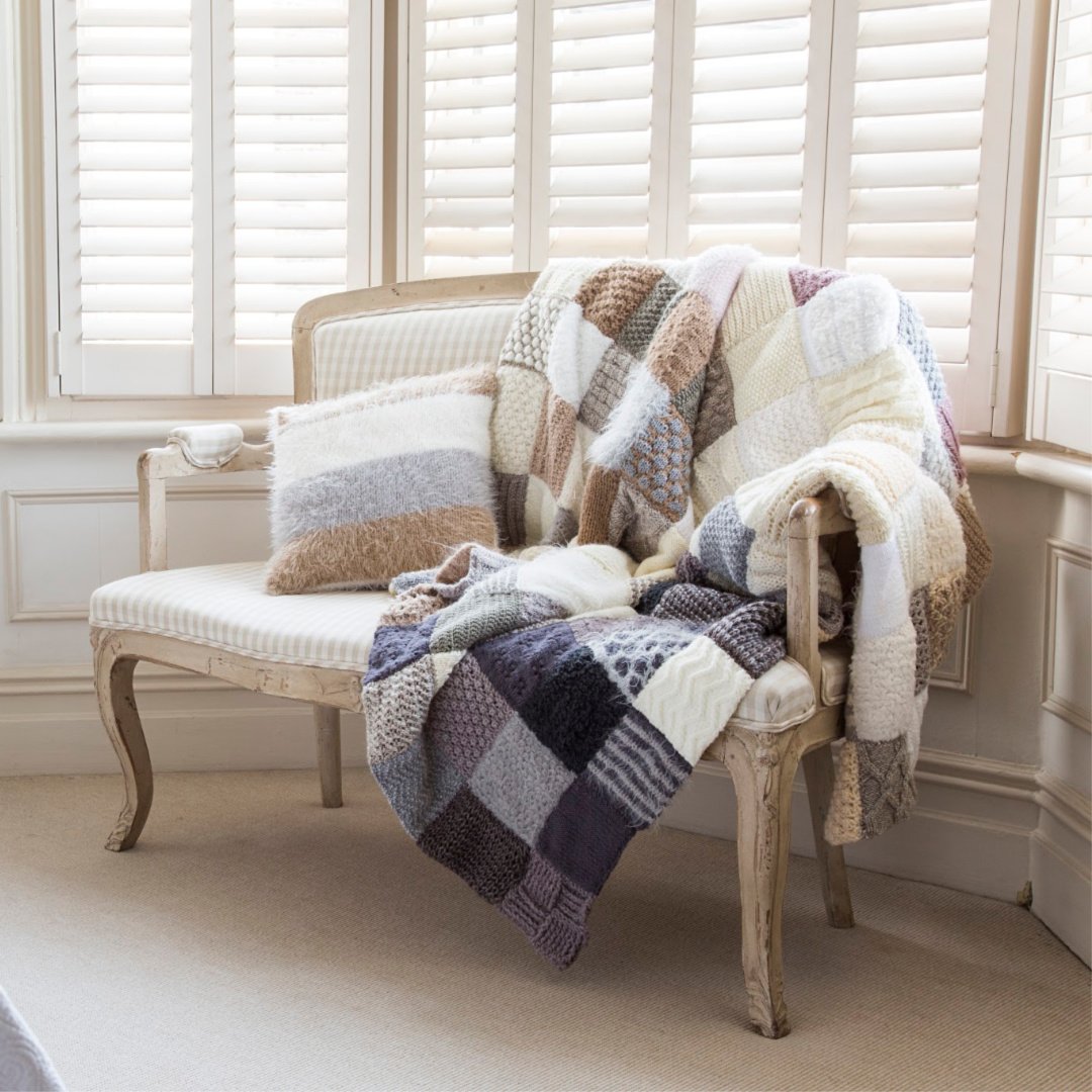 KnittingDaily's tweet photo. [Sponsored] Join @creacrafts on a journey to knit a patchwork throw, one square at a time. Sign up for Knit &amp; Stitch Creative now to get the first 3 issues for free: https://t.co/XwzUaohlG2 #creacrafts #knitandstitchcreative #knittingsubscription #yarnsubscription #knittedblanket https://t.co/UURRK39DhO