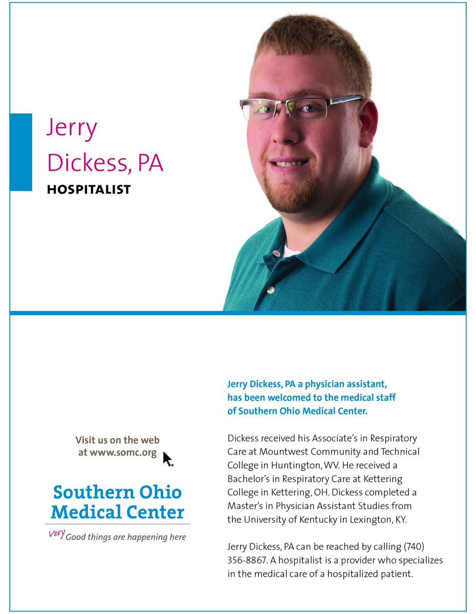We're excited to welcome Jerry Dickess, PA to the medical staff at SOMC!