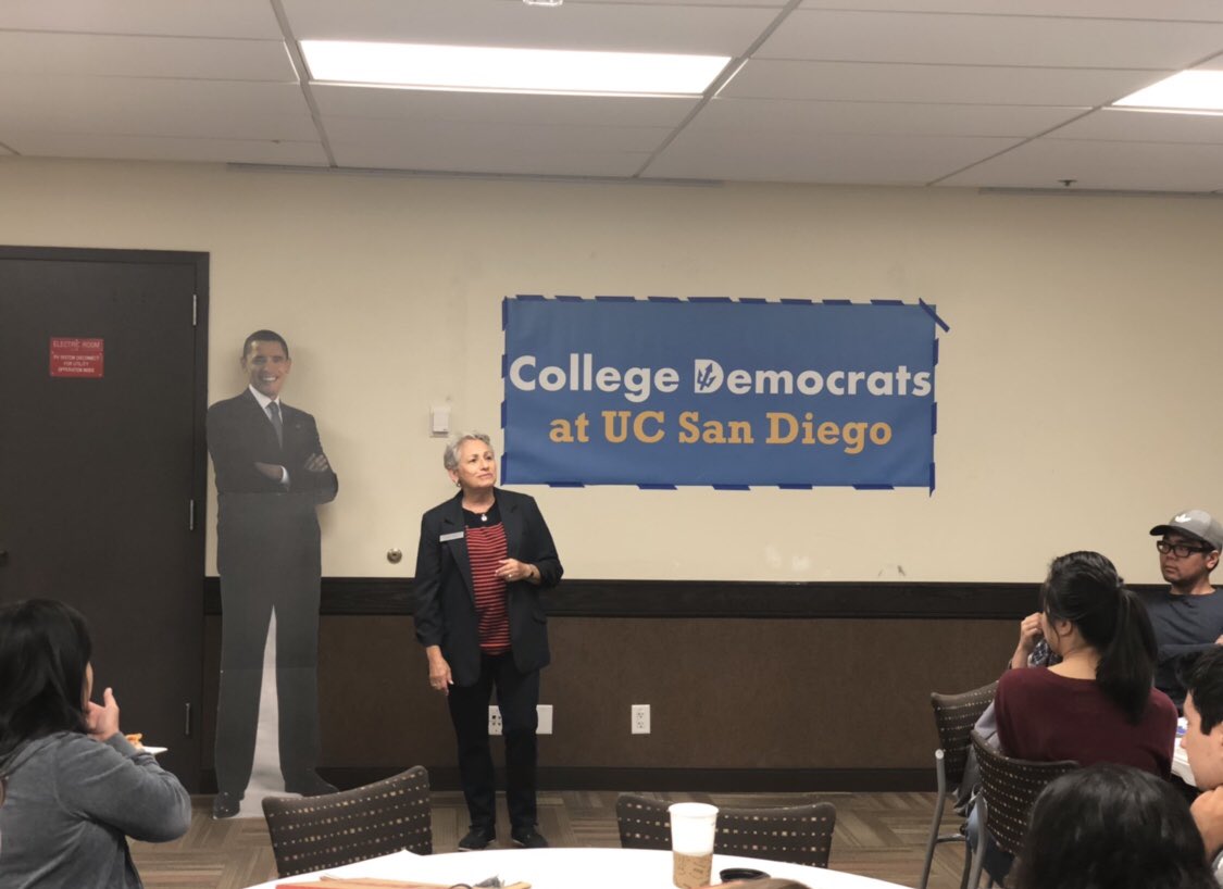 TritonDems's tweet photo. 20 more days until we can vote @drjen2018 into office in City Council District 2! She plans to implement a tested homeless-relief program, and as a physician, Dr. Jen knows what needs to be done to fix our health system. Thank you for finding the time to come speak to us! https://t.co/fYh2qEWul8