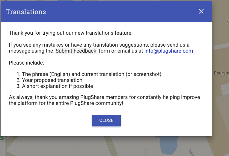 plugshare's tweet photo. Happy to announce multi-language support for https://t.co/No1L1Wd1JV has been released! Initially coming in 14 new languages, feedback always appreciated TY &amp; enjoy 😊 #Web #languages #evcharging #translations #electriccars #worldwide #electricvehicle #community #globalgoals #EVs https://t.co/V51NoRE0kp