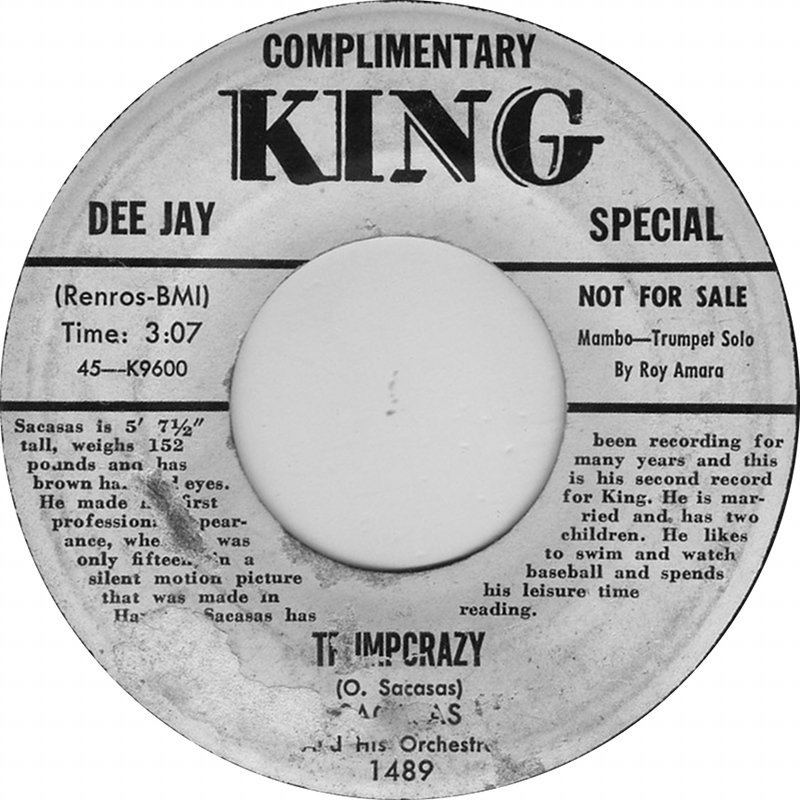 King_Studios's tweet photo. History Messing with My Mind Dept.
Cuban bandleader SACASAS recorded exactly 1 session for #KingRecords in Miami on April 8, 1955, with one trumpet-heavy instrumental entitled (hold onto your hats) “Trumpcrazy" - very obscure 45.
AUDIO link for "Trumpcrazy https://t.co/RAqOYuH2Jf https://t.co/VKtJ9EZaXl