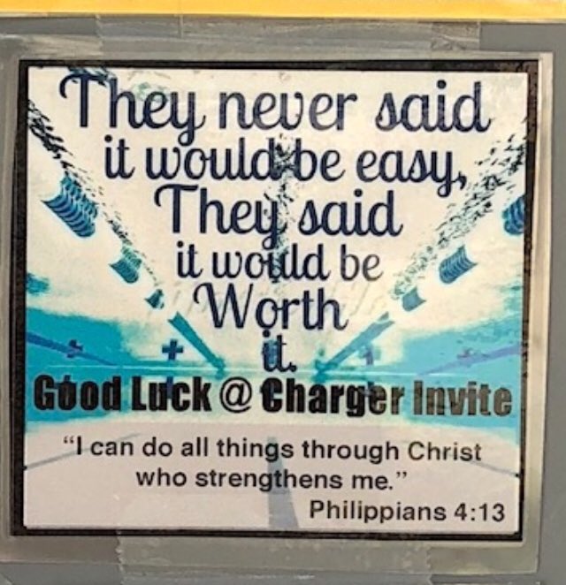 SCP_swimanddive's tweet photo. Good luck to our Sentinel swimmers at the Charger Invite tomorrow.  Thanks to Mrs Luken for the locker tags and the words of encouragement!  #letsgosentinels #scp #swim https://t.co/r7wO0EE0eY