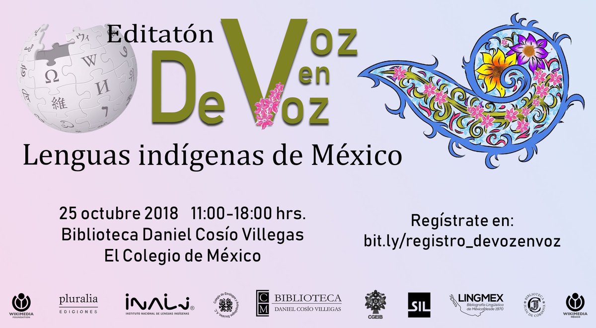 aidee_condoblee's tweet photo. Este jueves 25 de octubre en @BiblioColmex crearemos y mejoraremos entradas en #Wikipedia sobre lenguas indígenas mexicanas ¡Acompáñanos!
+info y registro: https://t.co/D2LVSA6MJ2
#WikiBDCV https://t.co/DWc1HB9QHl