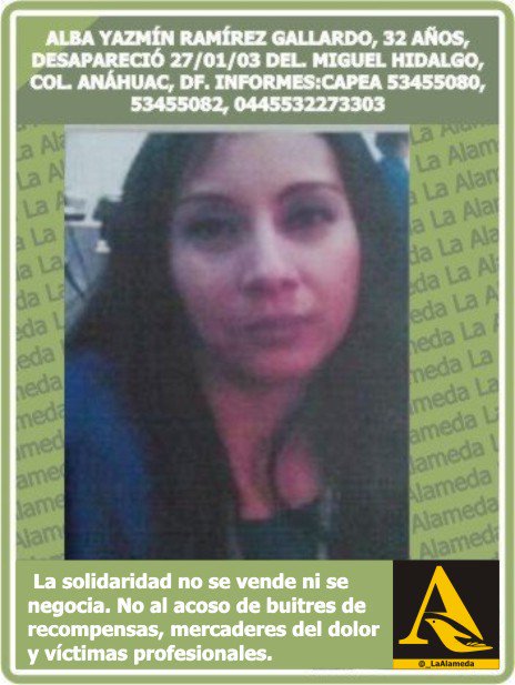 #Tebuscamos Alba Yazmín Ramírez Gallardo 32 años #CDMX #911