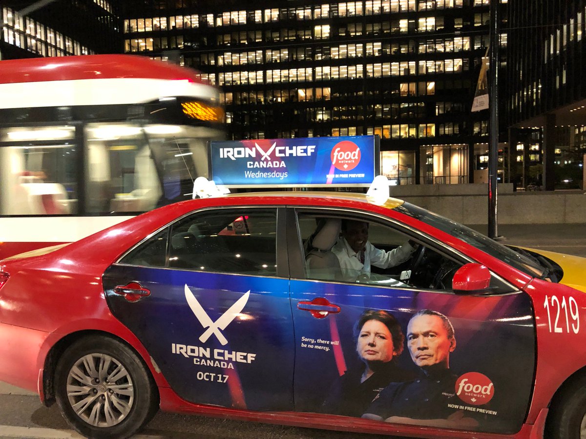 statementsmedia's tweet photo. @Love these new Taxi Tops &amp; Wraps for @FoodNetworkCA  Iron Chef Canada is back! #StatementsMedia #TaxiMedia https://t.co/y0Ha4VHKQE