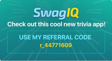 Hi, check-out Swag IQ, a trivia app that I play for a chance to win a big cash prize. Get the app &amp; sign-up to play. w5hv9.app.goo.gl/YTsjavt7nsuY85…