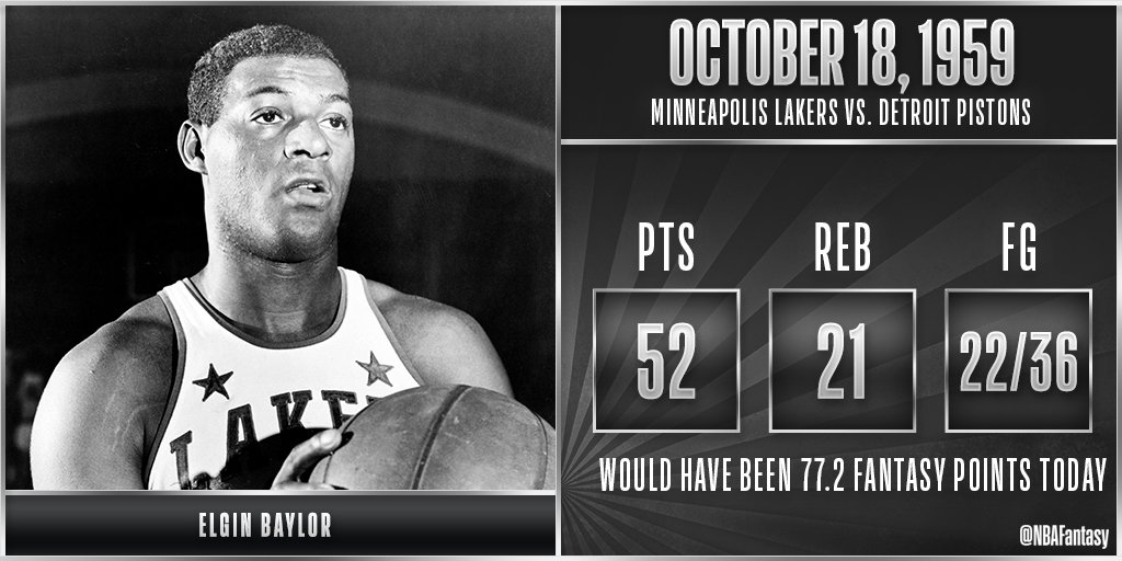 Nba Fantasy On Twitter Otd In Nbafantasy History Elgin Baylor Posts A Huge Double Double For The Minneapolis Lakers
