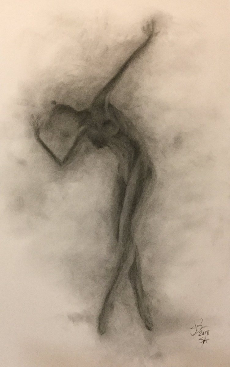 Movement #6. Charcoal on Bristol. 11x17. Hope you connect. #dancer #movement