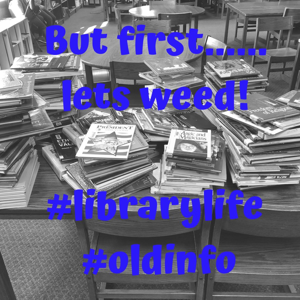 newton_kt's tweet photo. Some things just bring us peace ✌️. #librarylife #weedingbooks #nomorebottomrow #goals #byeoldinformation https://t.co/t2Hz3bEYfk