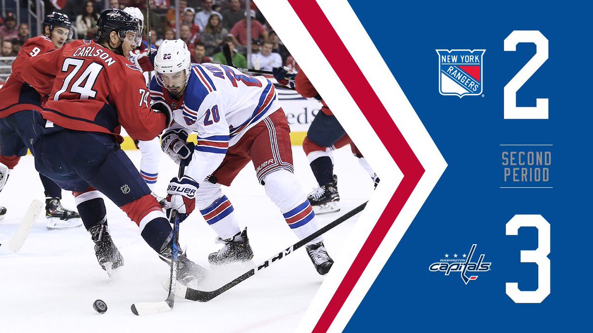 #NYR just miss tying it up at the end of the 2nd.   Down by 1 after two. https://t.co/DrevzFr8rC