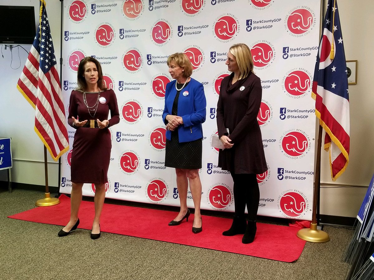 DeWineHustedOH's tweet photo. Canton was a great final stop on Day One of the “Getting to the Heart of It All” tour with @TinaHusted1 &amp; Ohio’s next First Lady, @FranDeWine! #OHGov #FranFor1stLady https://t.co/AUNZUL1SVF