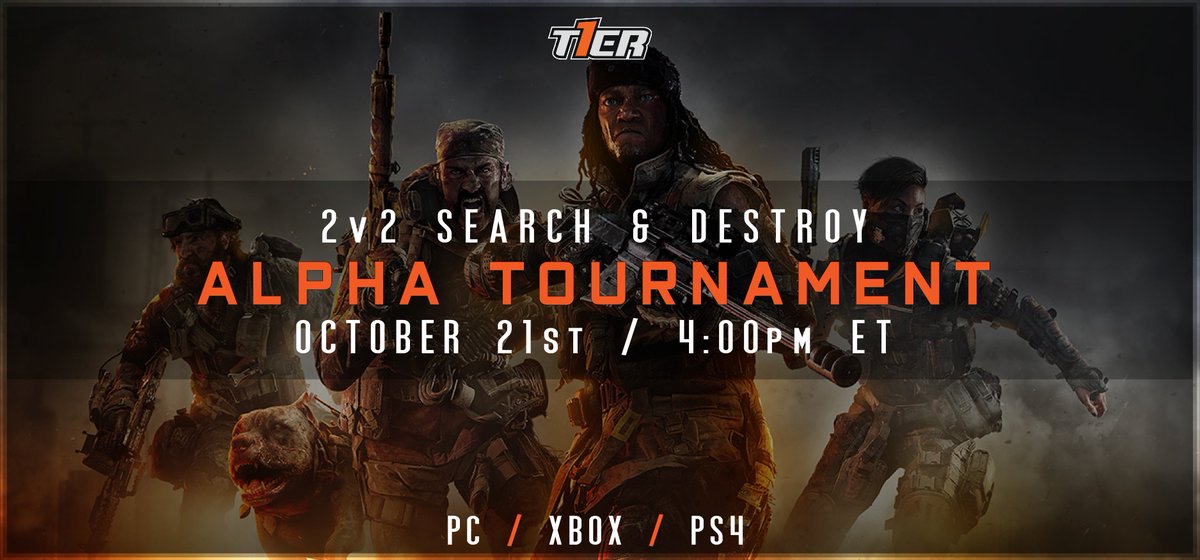 Tier1EventsGG's tweet photo. This Sunday we kick start the Black Ops season with our 2v2 SnD Alpha Tournament for ALL 3 platforms!

🔸$5 Entry
🔸Potential $80 Prize Pool (Per platform)
🔸Double-Elimination

Ps4: https://t.co/QEVWodhNhn 

Xbox: https://t.co/UgZYW0lIBe 

PC: https://t.co/17sM6S6HIw https://t.co/Tq1INyHTpL