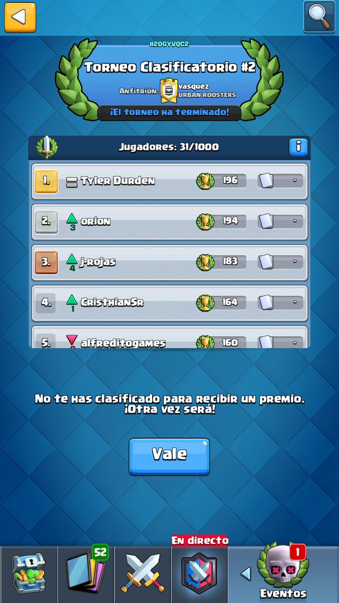 Estos son los 3 clasificados del torneo de hoy @Tyler_D_CR <a href="/j_rojasCR/">Yo</a> <a href="/Orion26_j/">Orion</a>. Necesito los 3 esten el servidor de Discord Felicitaciones !!!