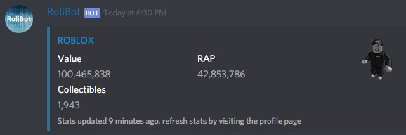 Rolimon On Twitter Our Discordapp Bot Rolibot Now Supports Roblox Player Profile Lookups To Show Total Player Value And More You Can Use It In Our Discord Server Or Even Add Rolibot - how to verify your roblox account with roblox discord bot