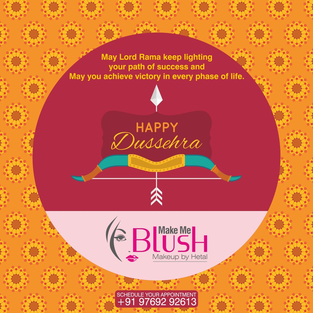 MakeMeBlush2's tweet photo. May Lord Rama keep lighting your path of success 
and may you achieve victory in every phase of life.
#HappyDussehra!
#navratri2018 #navratrifever #navratrifestival #dandiya
#navratrispecial
#makeup #makeupartist #makeuptutorial #makeuptransformation #makeuplooks #makeupvideos https://t.co/23c0kx6rIA