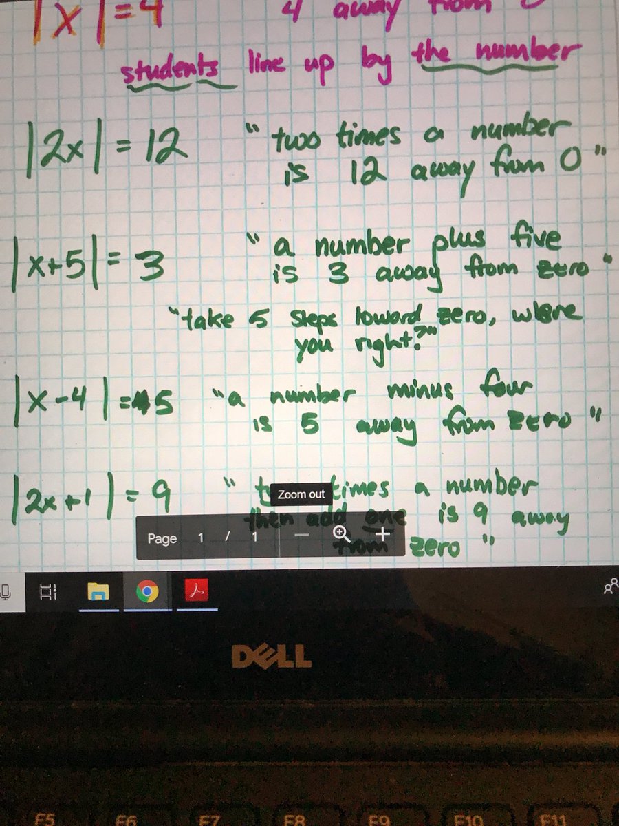 AllRealMath's tweet image. Introduced solving absolute value eqs using human number line created on lockers in the hallway and some “puzzling” math statements. Got my students moving before we took notes! Hopefully it helps the concept stick with them a bit more deeply. #Lumathmethods #iteachmath #mtbos