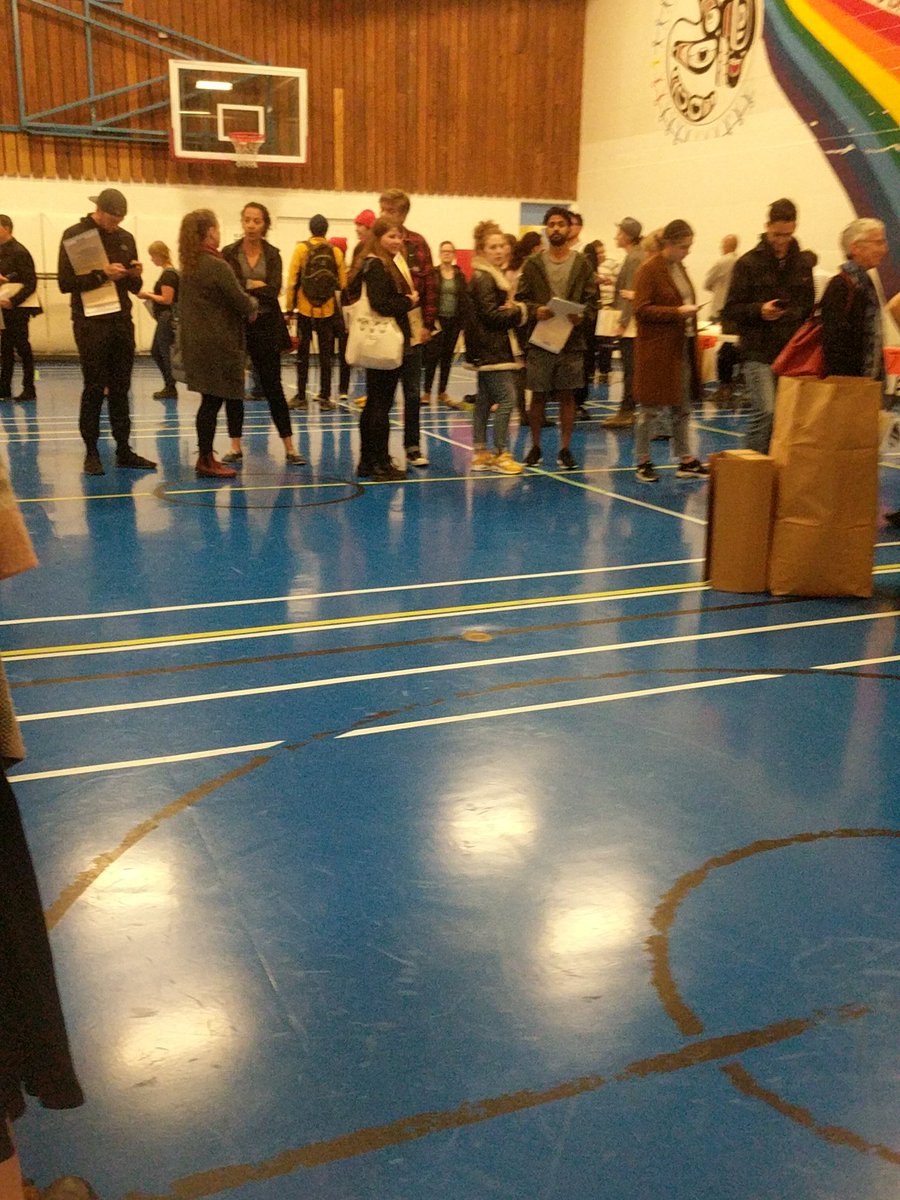 ABHobrough's tweet image. Stuck yvr election line. Brtania eatly election broke. Buddy is kicking balot box ha!#EarlyVoting