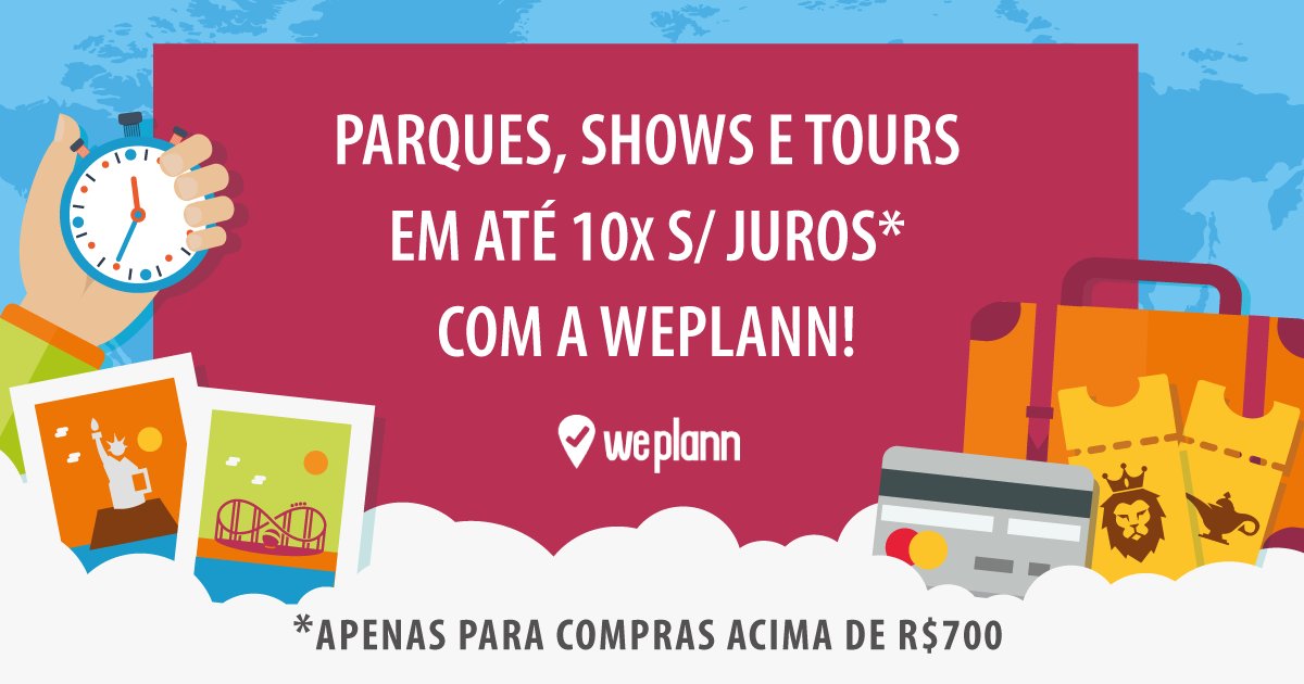 vidadeturista's tweet photo. Que tal curtir as férias parcelando a viagem, mas economizando mesmo assim nos juros?
Nosso parceiro WePlann está com uma promoção bacana nesse sentido oferecendo 10x sem juros nas compras acima de R$ 700,00.
https://t.co/ybZs8y0u2Q
#campanha #marketing #weplann #desconto https://t.co/LRKMHMCWm0