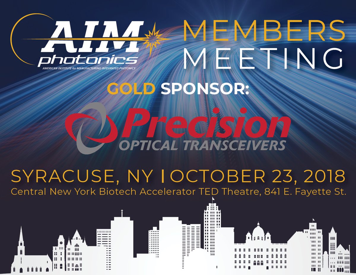 Thank you to our Gold Sponsor @PrecisionOT conta.cc/2CUgW70
#membersmeeting #datacommunication #technologyservices #photonics #integratedphotonics #siliconphotonics #aimmembersmeeting #TechNews #TechnologyNews @MFGUSA @AIMPhotonics #transceivers