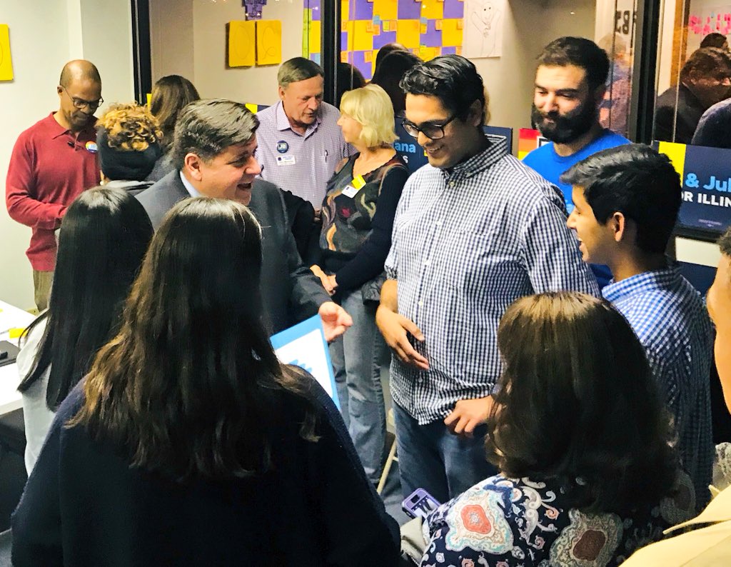 PriyankaAKhanna's tweet photo. Inspiring night here in Joliet! Thank you for sharing your plan to make higher education more affordable and for funding social services that ensure the wellness of kids all over Illinois, JB. We had a blast! π #StudentsforJB #JBForGov #Twill https://t.co/TZg8BDmtli