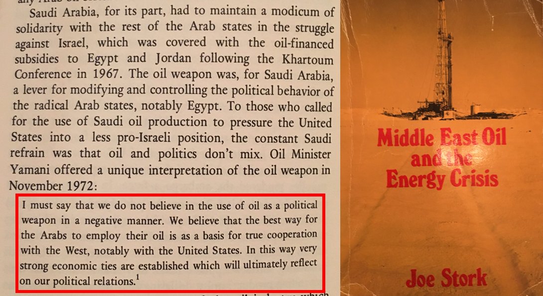 17- Here is the Saudi point of view on the use of oil as a weapon in November 1972 from none other than oil minister Ahamd Zaki Yamani #Oil_History  #oil  #Embargo