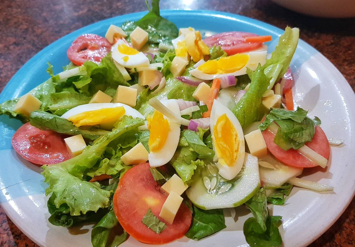 Cadlao Salad with egg and swiss cheese.

#SaladLovers #Vegetarian #instagood #Salad #Artcafe #Healthyeating #eatclean #elnido #palawan  #OrganicVeggies #Farmgrown #ArtcafeElNido #Eatwell #goodeats #saladtime #myfav #foodie #tasteintravel #bestoftheday #eatbetter #eathealthier