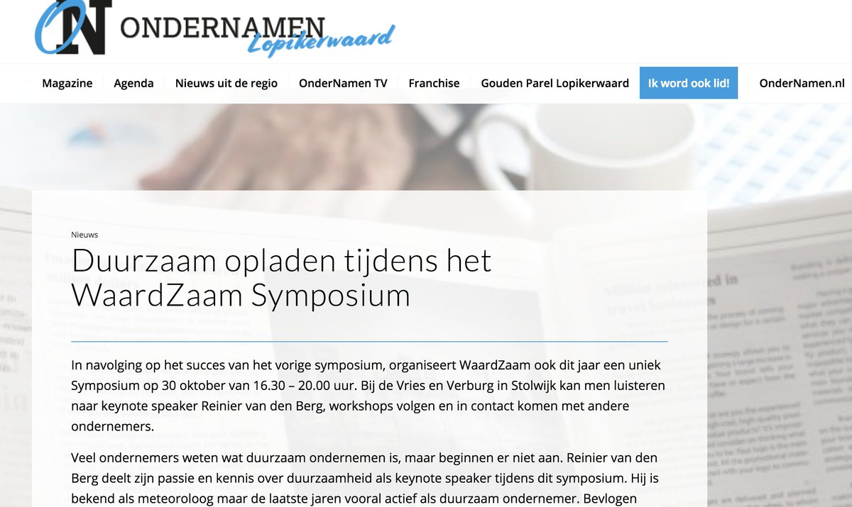 Dank <a href="/OnderNamenLopik/">OnderNamenLopikerw</a> voor de mooie aankondiging op jullie website van het WaardZaam Symposium 30 oktober as. bit.ly/2CUcW6k. En <a href="/Bjorn_Aarts/">BA</a> voor de tip :-)