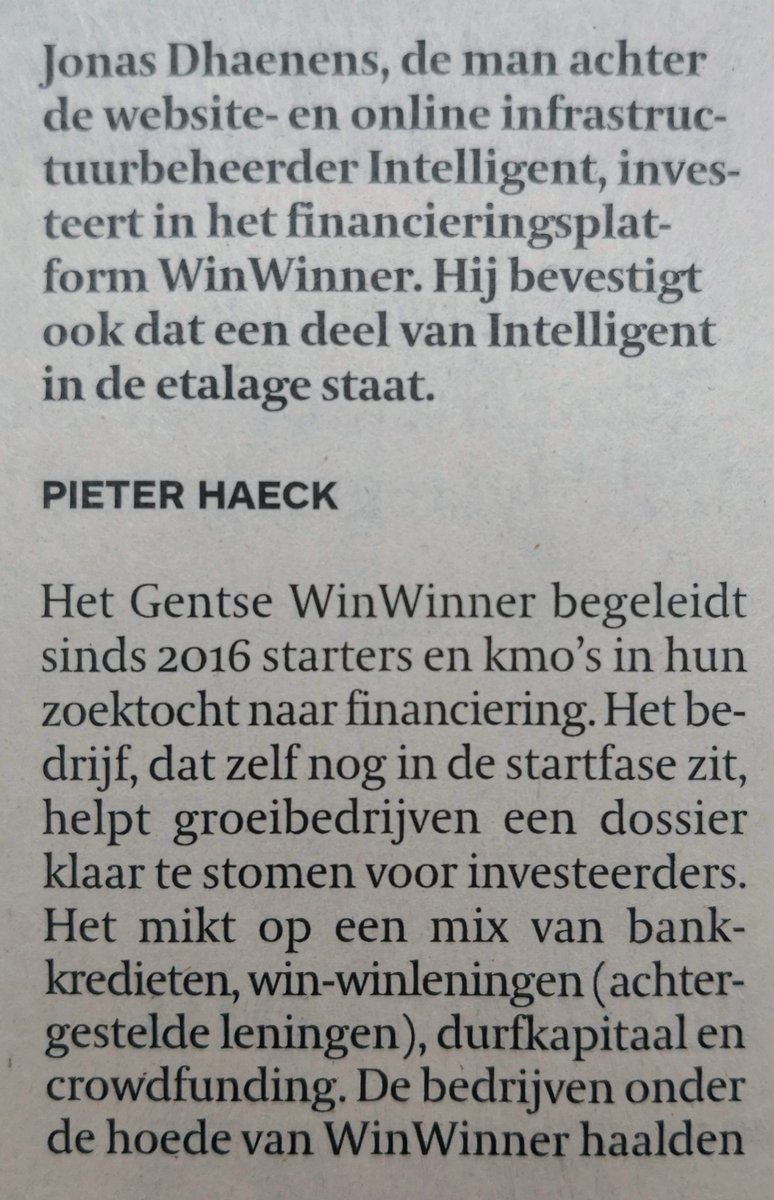 Met trots kunnen we vandaag delen dat we onze financieringsronde met succes volbracht hebben.

<a href="/jonasdhaenens/">Jonas Dhaenens</a> (<a href="/combell/">Combell</a>), <a href="/dirk_dewulf/">Dirk Dewulf</a> en Mark De Backer; Welkom in onze familie! 🎉

Lees het artikel in De Tijd 👇
snip.ly/vdl5i1