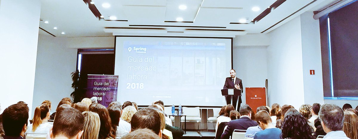 SpringSpain's tweet photo. ¡Continuamos con las #JornadasSpring! ¡Hoy toca #Barcelona! Nuestro Director de Cataluña, Aragón y Baleares @Carlos__Abello presenta la Guía del Mercado Laboral 2018. ¿Quieres descargarla? ¡Aquí la tienes! ▶️ https://t.co/e5IvoAuXK5 #FelizJueves https://t.co/IUwfi4hJQF