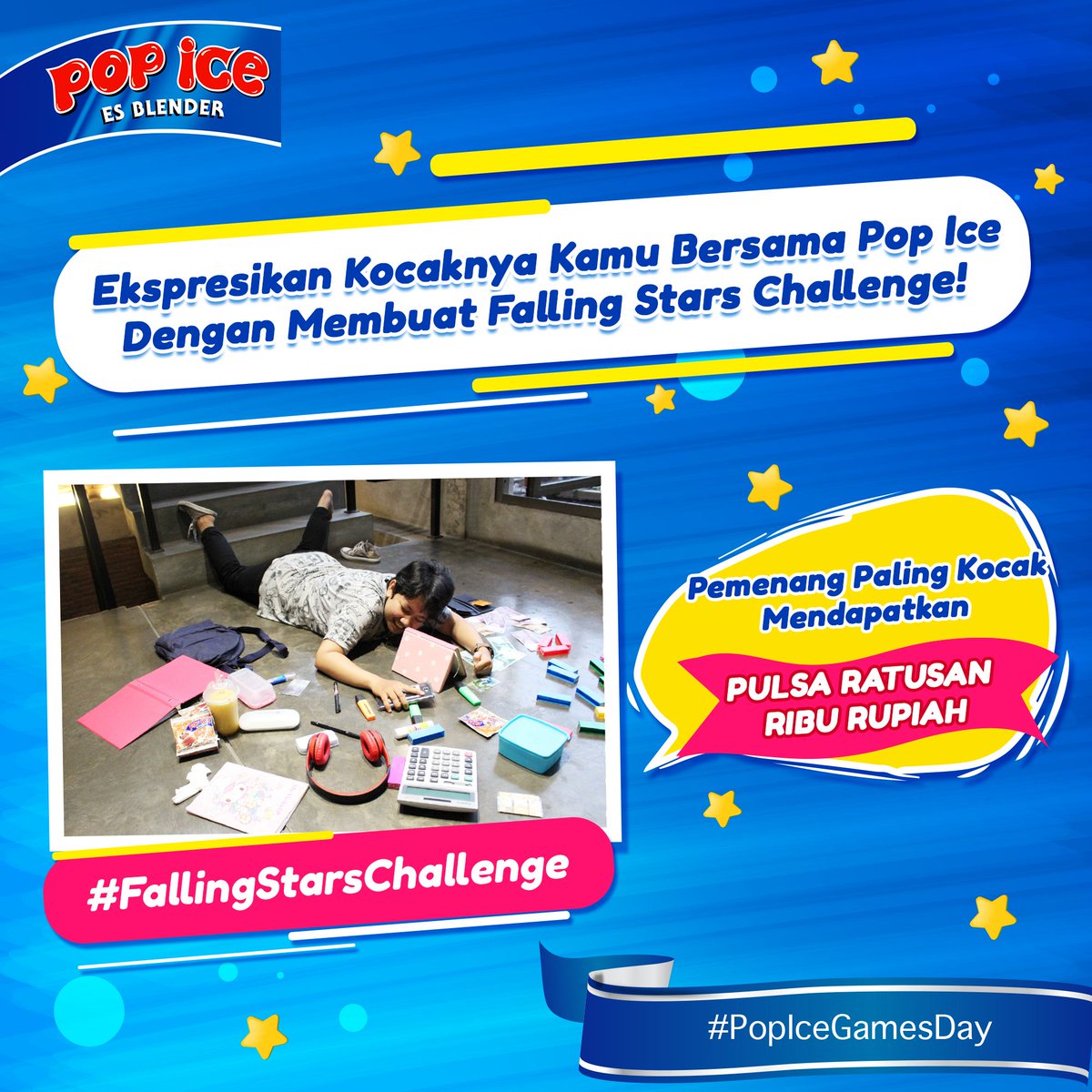 Siapa yang belum ikutan Pop Ice Games Day edisi #FallingStarsChallenge ? Kuy buruan ikutan challenge ini Pop Ice Lovers! Caranya gampang banget..
Klik disini: bit.ly/2yIN9K0
