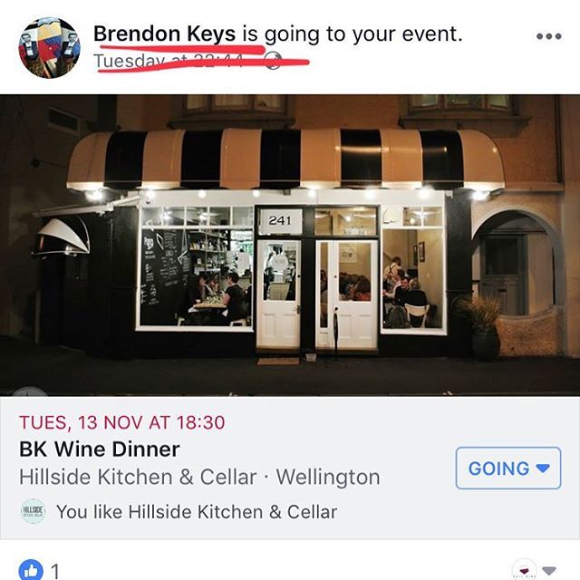 Yes! Brendon Keys is going to your event! The kiwi-born legend behind <a href="/bkwines/">B&K Keys</a> is in town for @budburstnz but we’re also putting on what will be an amazing dinner at <a href="/hillside_nz/">Hillside Kitchen</a> on the 13th of November! Join Brendon (and me) by booking at hillsidekitchen.co.nz #winedinner #…
