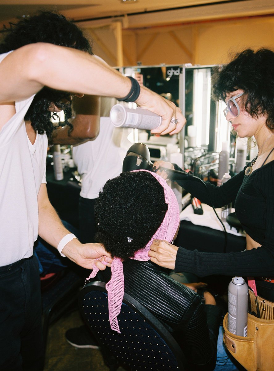 LondonFashionWk's tweet image. #TBT backstage at Preen by Thornton Bregazzi's #LFW September 2018 show captured by Liam Furneaux. To see the full collection visit londonfashionweek.com/highlights