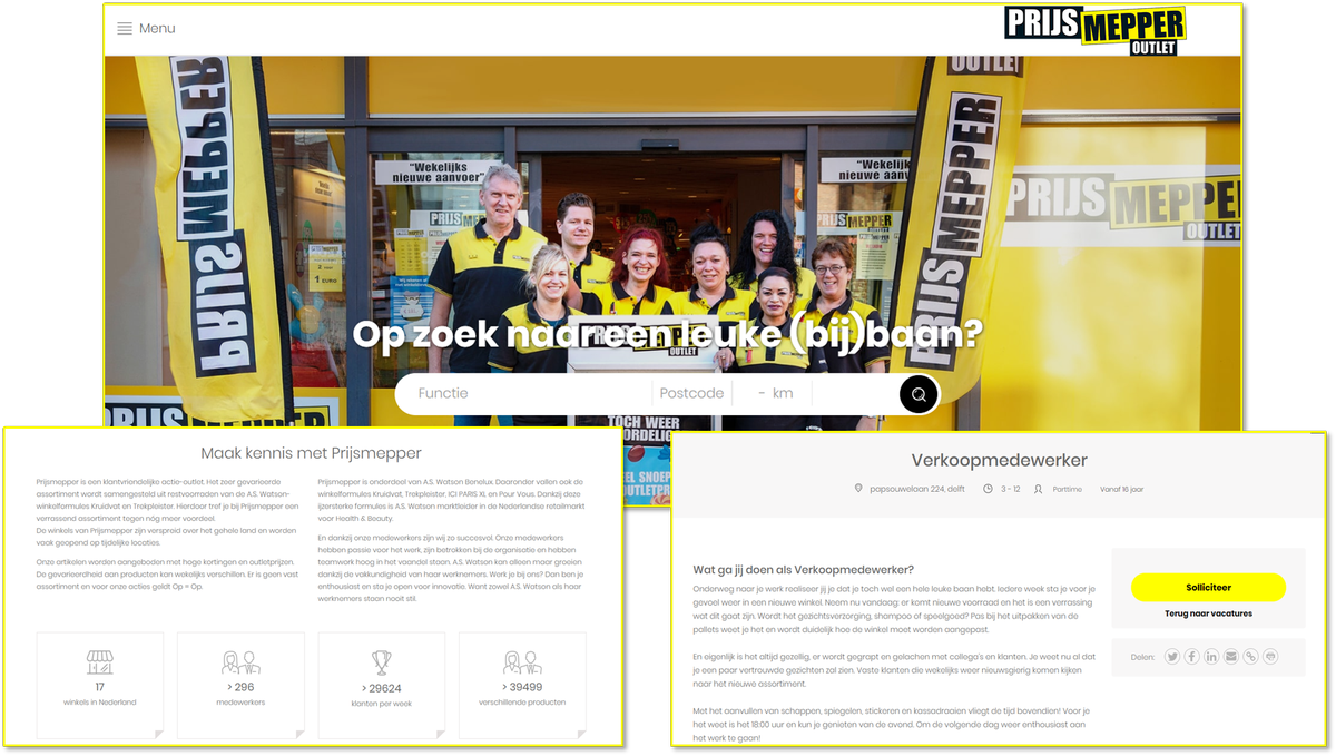 werken_aswatson's tweet photo. Hoera! Ook onze formule Prijsmepper heeft nu een eigen recruitmentsite! Wil jij ook meer weten over werken bij deze klantvriendelijke actie-outlet of ben je gewoon nieuwsgierig naar het resultaat? Neem dan snel een kijkje op https://t.co/qouPV4I4l7! #bepartofmore #aswatsonbenelux https://t.co/YdmWtBoYzO