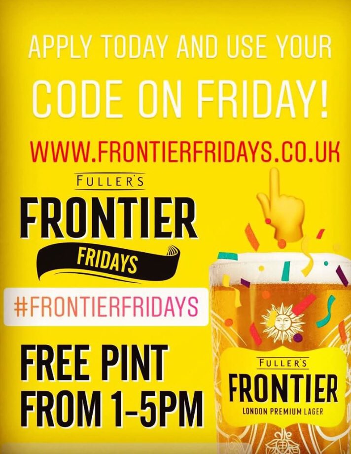 Get a code, come down on Friday 1-5pm for your free pint! #frontierfridays #coventgarden <a href="/Lamb_and_Flag/">Lamb and Flag</a>