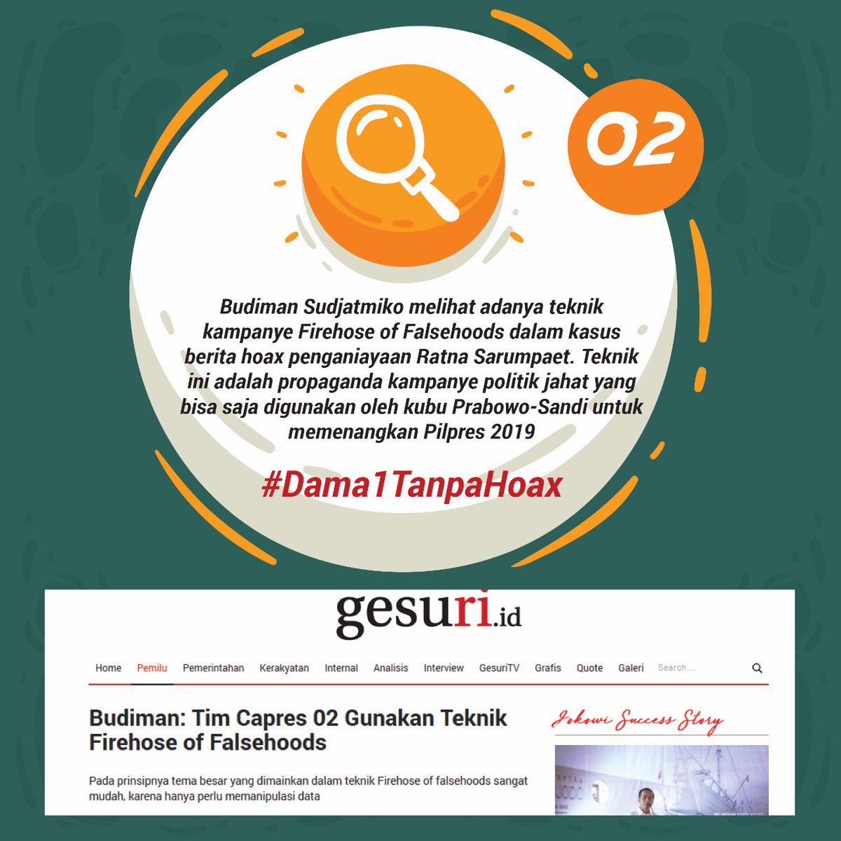 Rudianto Tjen: Hoaks Sesatkan Anak Bangsa #Dama1TanpaHoax 
gesuri.id/internal/rudia…