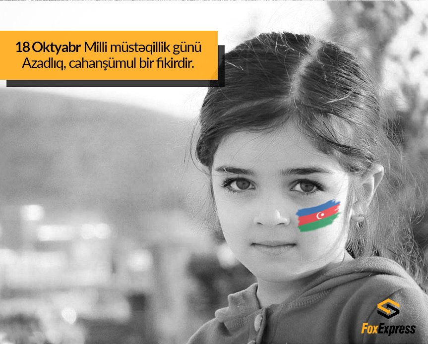 foxexpress_az's tweet photo. Hər bir Azərbaycanlını təbrik edirik. 
Azadlığı istəmirəm bir həb kimi, dərman kimi
İstəyirəm SƏMA kimi!
GÜNƏŞ kimi!
CAHAN kimi! (Xəlil Rza Ulutürk)
#FoxExpress #Azadliq #Azerbaijan #Azerbaycan #MusteqlillikGunu https://t.co/y3r97vBMUR