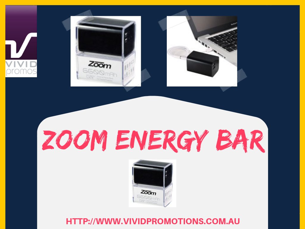 VividPromotion's tweet photo. Imprinted Zoom Energy Bar will look great with a pad print of your logo! Get customised it from Vivid Promotions Australia. https://t.co/Bg9bp0hBpH #ZoomEnergyBar #CustomPrintedPowerBank #promotionalPowerBank #PrintedPowerBank #VividPromotions https://t.co/NaM1FlFI81