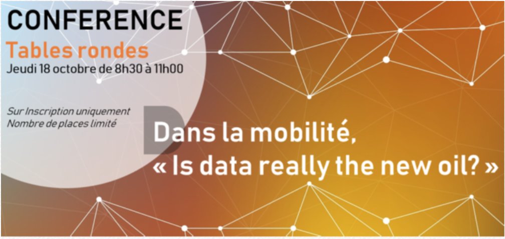 Let's meet this morning at the conference organized by @PMP_Conseil, our CEO <a href="/guigibon/">Guillaume GIBON</a> will be sharing insights on how to use data to create innovative services in the booming mobility environment. buff.ly/2EtzHjn